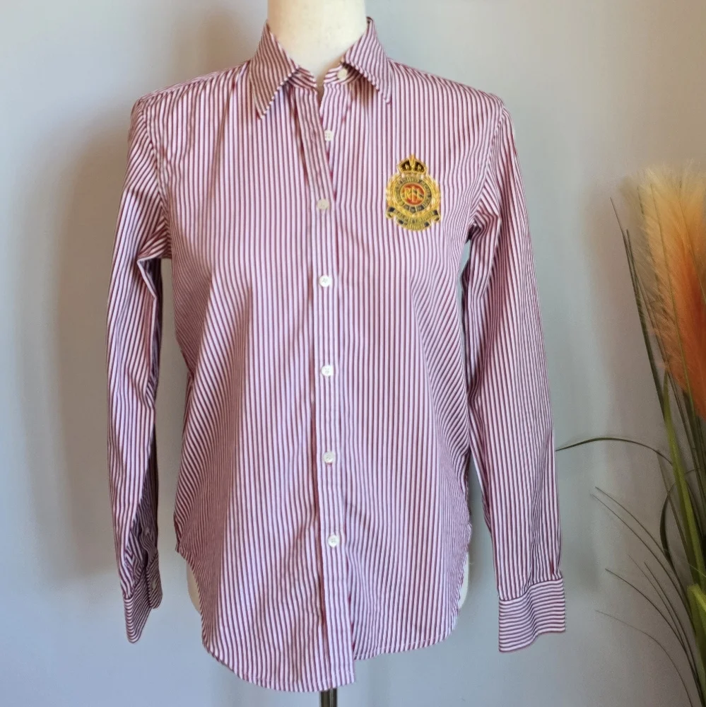 Ralph Lauren, LRL Relaxed Fit Striped Broadcloth Crest Logo Shirt, Size XS - Picture 3 of 11